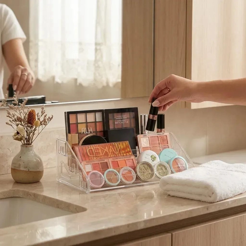 ORGANIZADOR ACRILICO TRANSPARENTE PARA MAQUILLAJE CON 3 NIVELES - 4