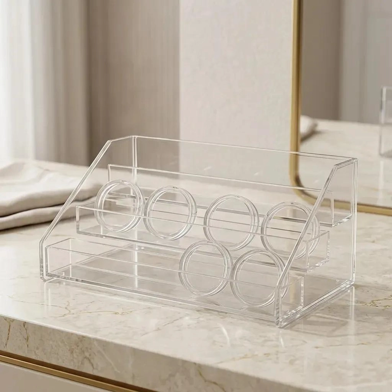 ORGANIZADOR ACRILICO TRANSPARENTE PARA MAQUILLAJE CON 3 NIVELES - 5