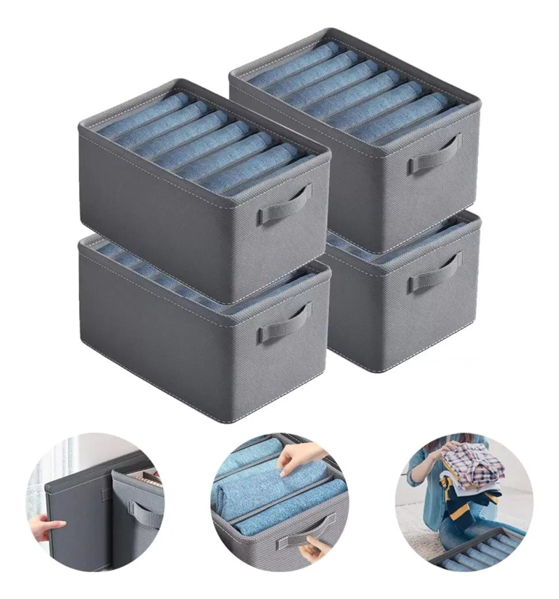 SET DE 4 ORGANIZADORES PARA ROPA CON 7 COMPARTIMENTOS CUADRADOS - 1