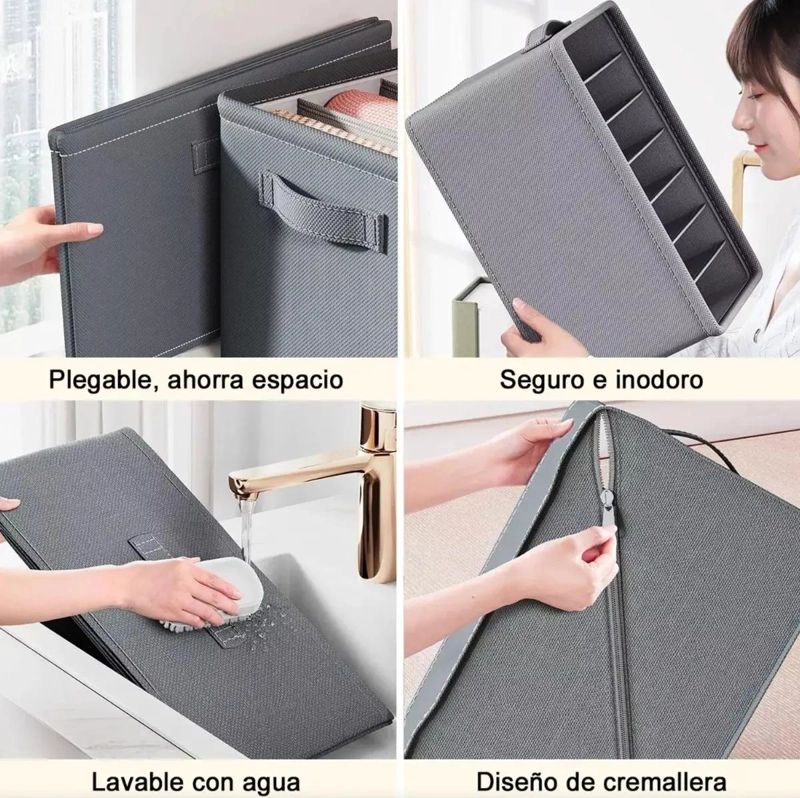 SET DE 4 ORGANIZADORES PARA ROPA CON 7 COMPARTIMENTOS CUADRADOS - 4
