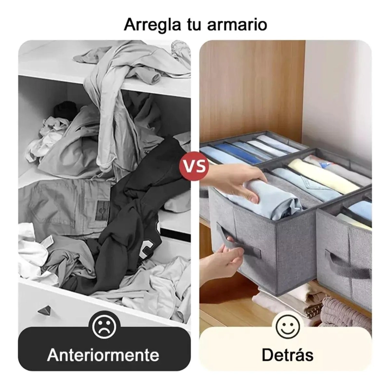 SET DE 4 ORGANIZADORES PARA ROPA CON 7 COMPARTIMENTOS CUADRADOS - 5