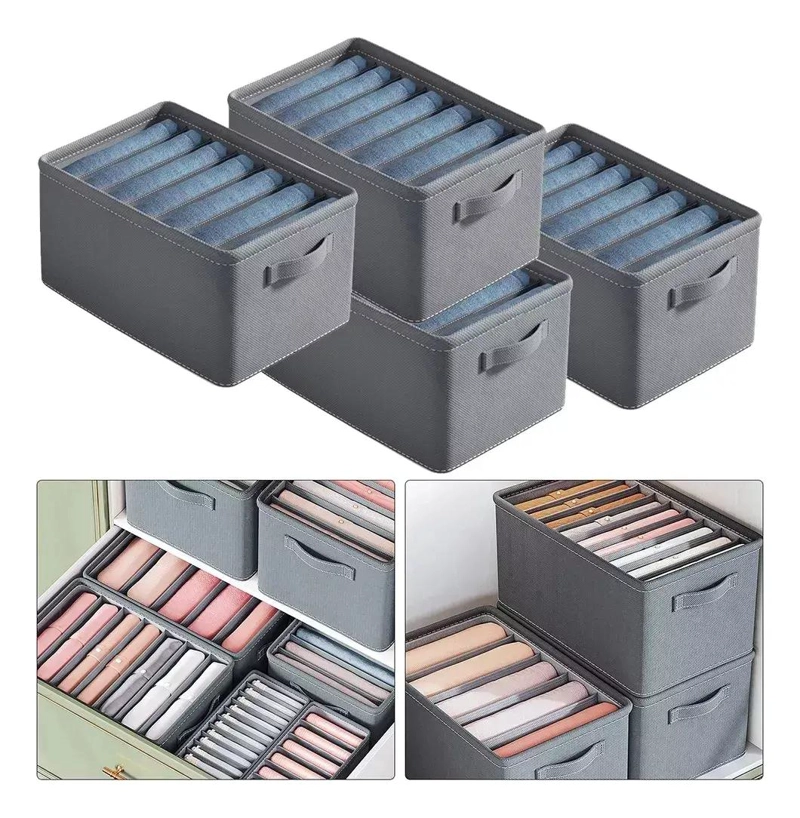 ORGANIZADOR DE ROPA PARA ARMARIO CON CAPACIDAD PARA 5 JEANS COLOR GRIS - 1