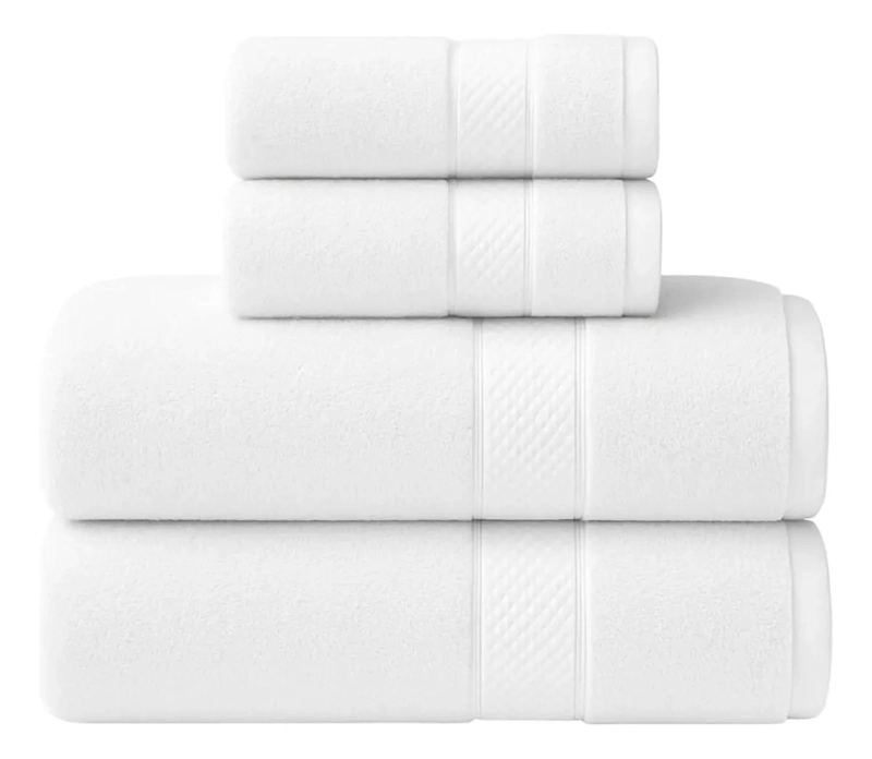 SET DE 4 TOALLAS DE BAÑO DE ALGODON 500 GRAMOS CUERPO MANO GRANDE AZUL - 1