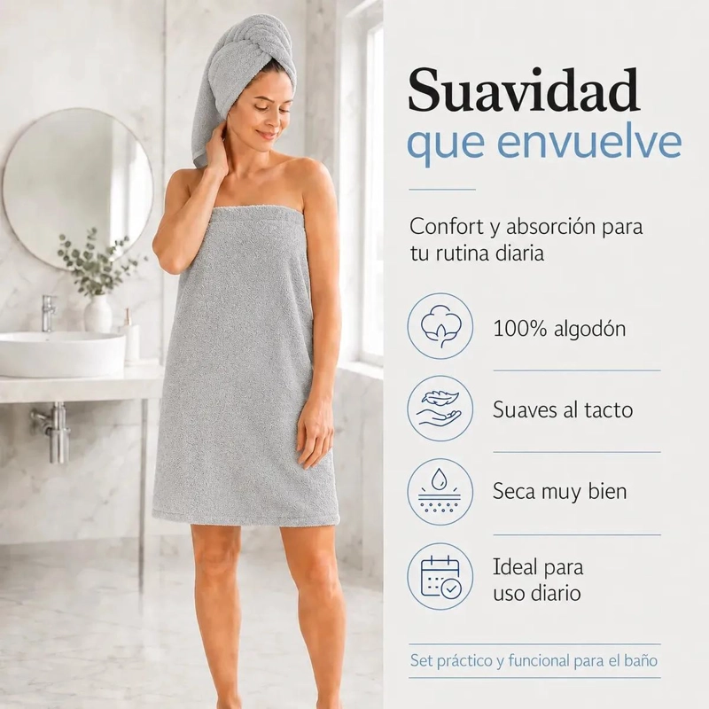 JUEGO DE 4 TOALLAS DE BAÑO GRANDES DE ALGODON 400 GRAMOS - 2