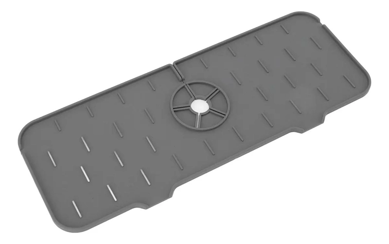 TAPETE DE SILICONA PARA GRIFO Y ESCURRIDOR DE LAVAPLATOS CON COLECTOR DE AGUA - 1