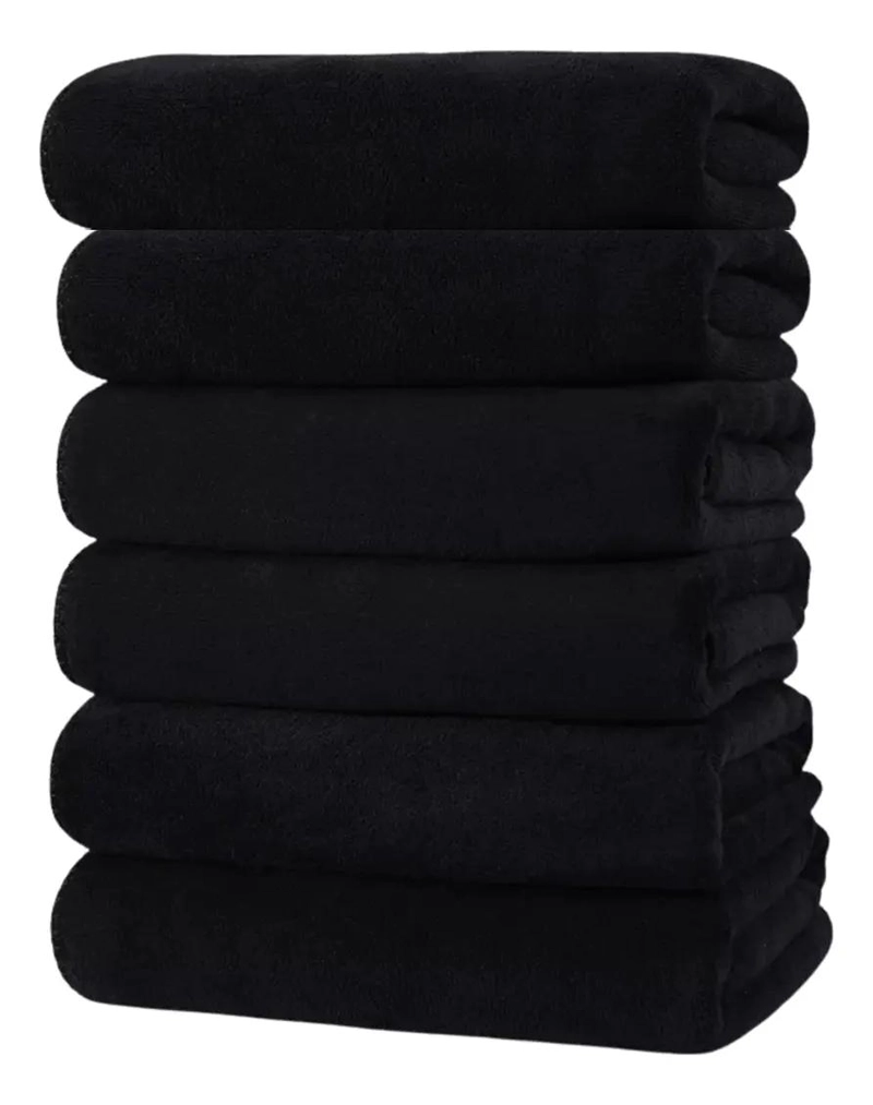 SET DE 6 TOALLAS NEGRAS PARA USO PROFESIONAL EN SPA Y GIMNASIO 40X80 CM - 1