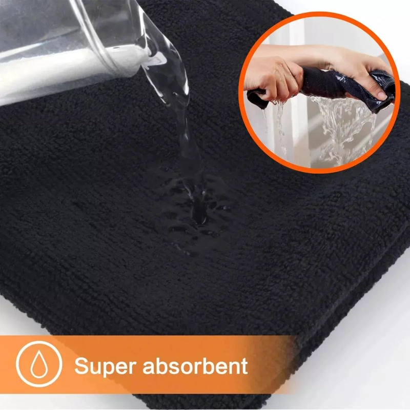 SET DE 6 TOALLAS NEGRAS PARA USO PROFESIONAL EN SPA Y GIMNASIO 40X80 CM - 5