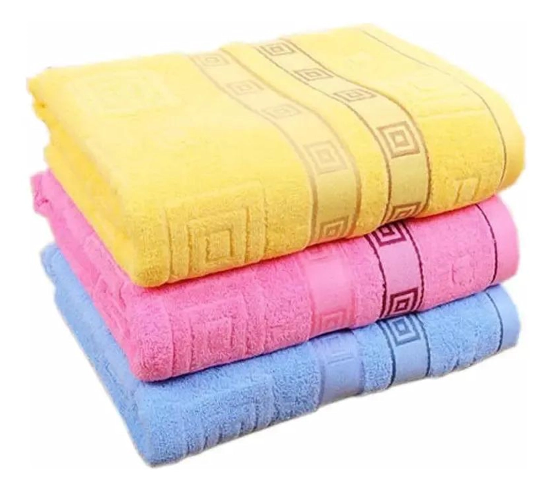 SET DE 6 TOALLAS DE BAÑO DE ALGODON 140X75 CM COLORES VARIADOS - 2