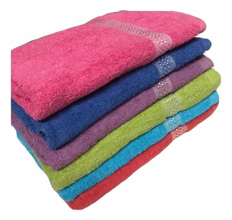 SET DE 6 TOALLAS DE BAÑO DE ALGODON 140X75 CM COLORES VARIADOS - 3