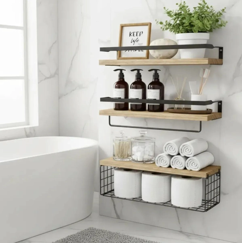 KIT DE REPISAS FLOTANTES PARA PARED ESTANTE ORGANIZADOR BAÑO - 1