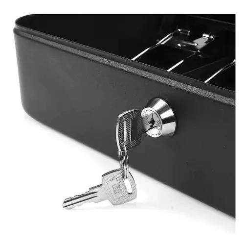 CAJA ORGANIZADORA DE DINERO NEGRA CON LLAVE DE SEGURIDAD RESISTENTE - 2