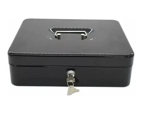 CAJA ORGANIZADORA DE DINERO NEGRA CON LLAVE DE SEGURIDAD RESISTENTE - 4