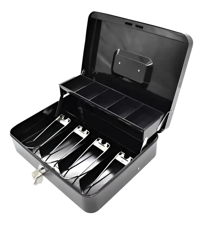 CAJA ORGANIZADORA DE DINERO NEGRA CON LLAVE DE SEGURIDAD RESISTENTE - 5