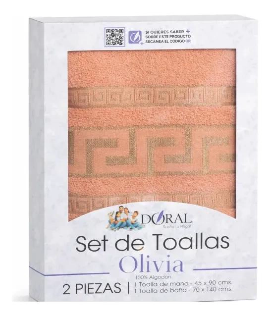 SET DE 2 TOALLAS BORDADAS EN COLORES VARIADOS PARA BAÑO - 3