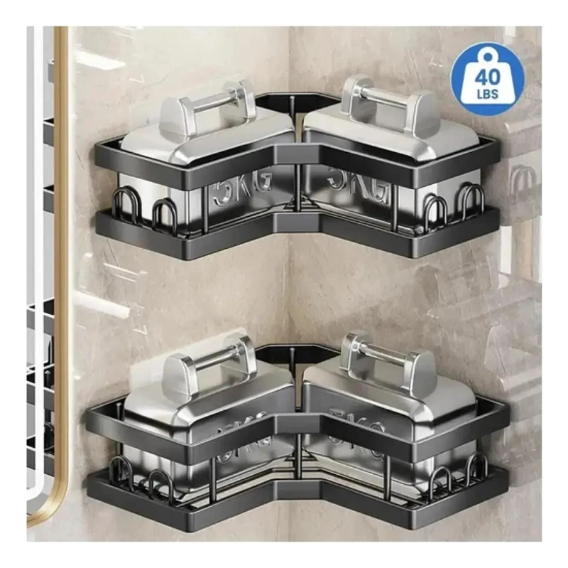 SET DE 5 REPISAS Y ESTANTES DE DUCHA COLOR NEGRO PARA BAÑO - 2