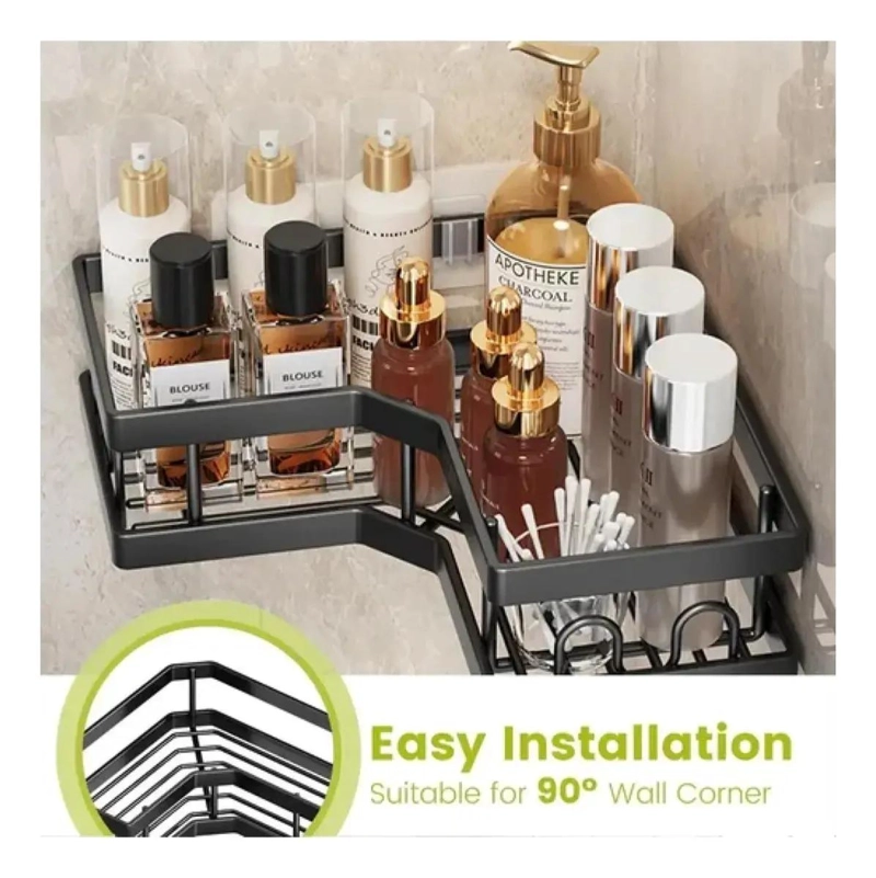 SET DE 5 REPISAS Y ESTANTES DE DUCHA COLOR NEGRO PARA BAÑO - 5