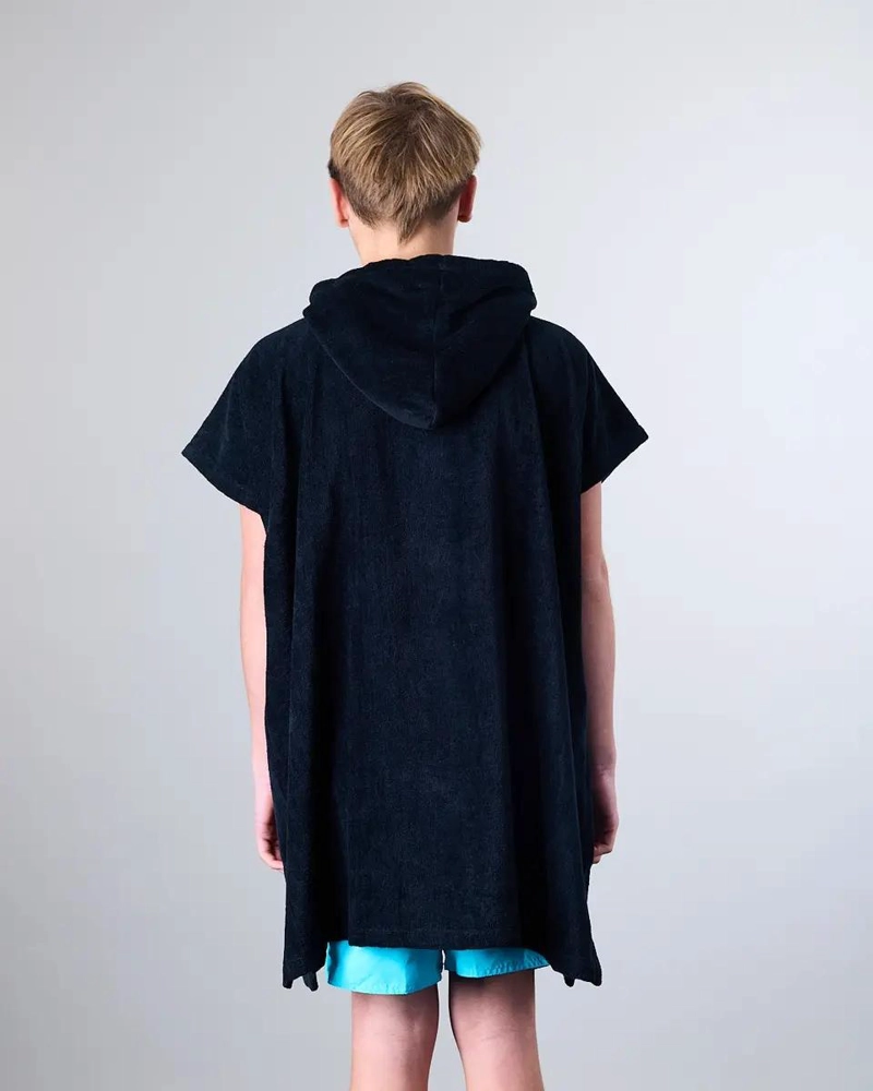 TOALLA PONCHO PARA NIÑO IDEAL PARA PLAYA Y PISCINA COLOR NEGRO - 4