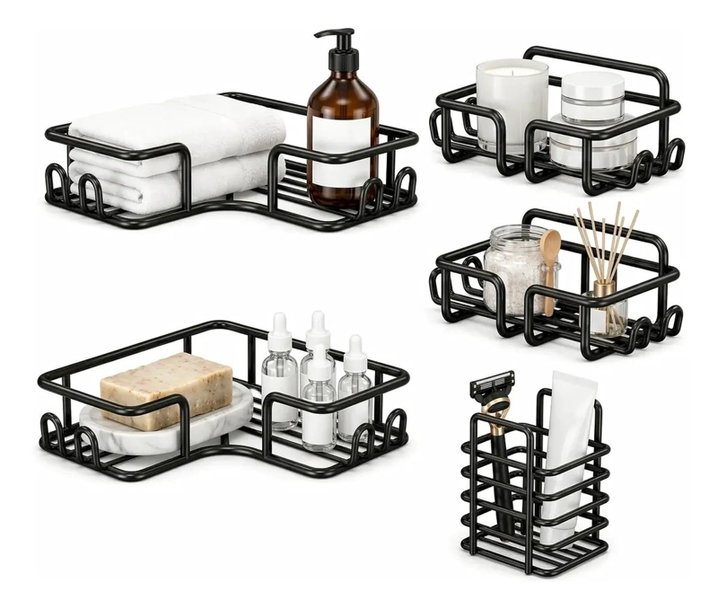 SET DE 5 ESTANTES ORGANIZADORES ADHESIVOS PARA DUCHA Y BAÑO - 1