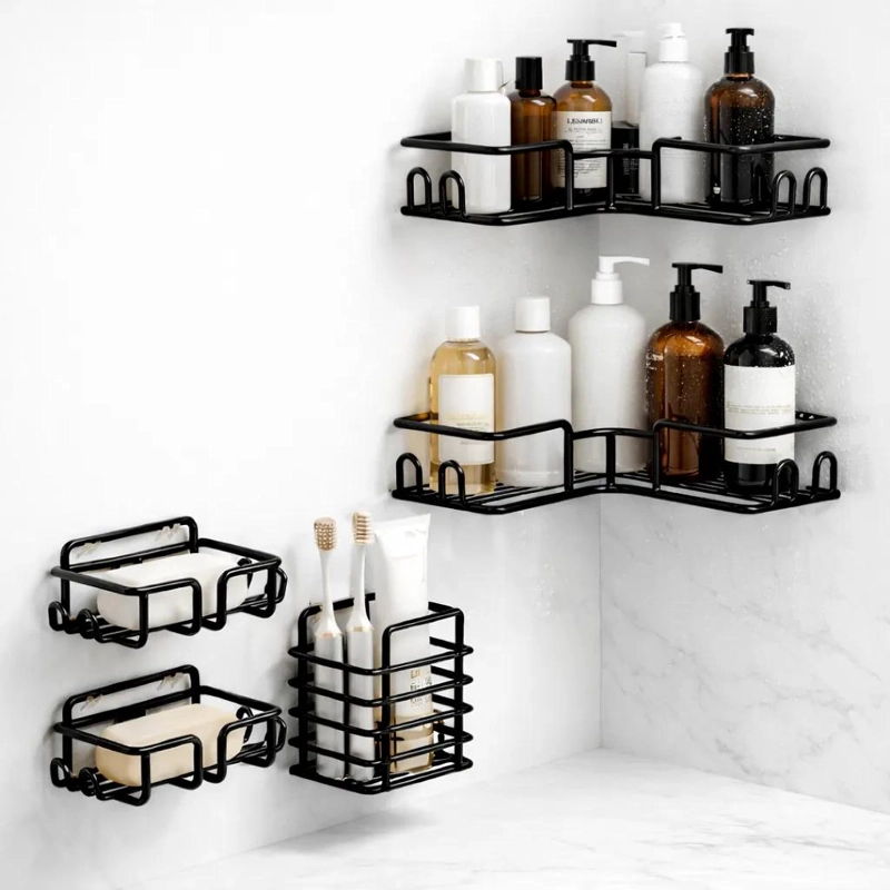 SET DE 5 ESTANTES ORGANIZADORES ADHESIVOS PARA DUCHA Y BAÑO - 2