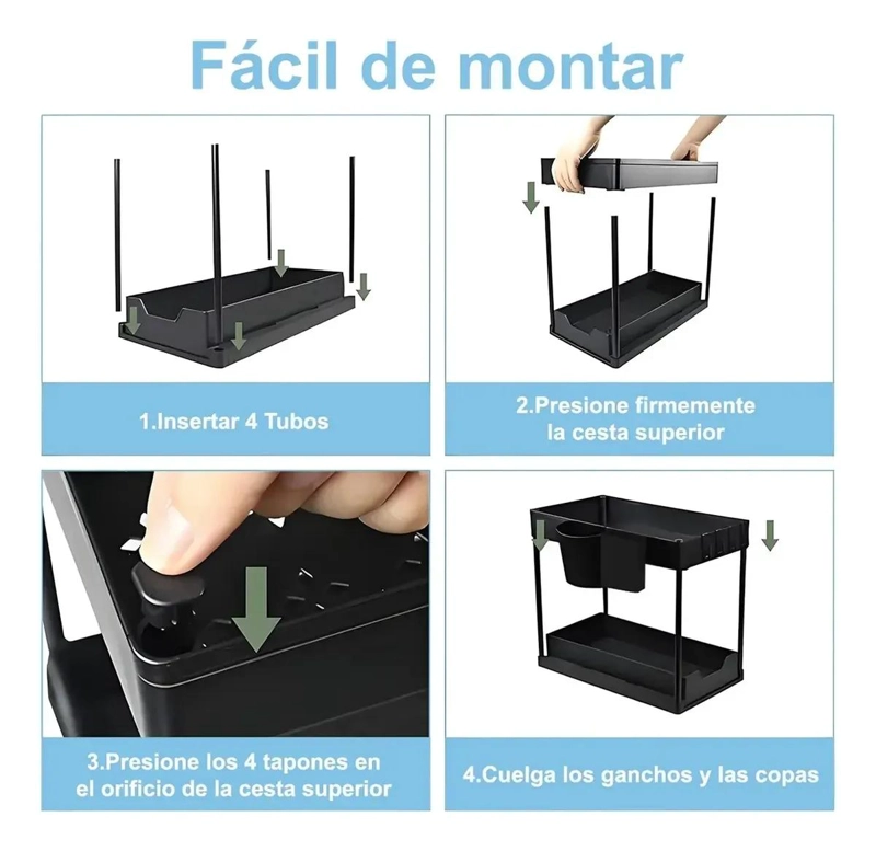 ORGANIZADOR PARA BAÑO CON ESTANTES Y CAJONES DE DOS NIVELES - 4