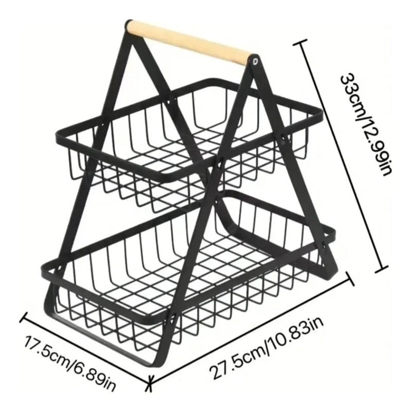 ORGANIZADOR DE MESA DE 2 NIVELES EN COLOR NEGRO PARA FRUTAS - 2