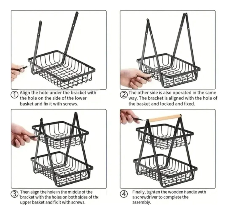 ORGANIZADOR DE MESA DE 2 NIVELES EN COLOR NEGRO PARA FRUTAS - 3