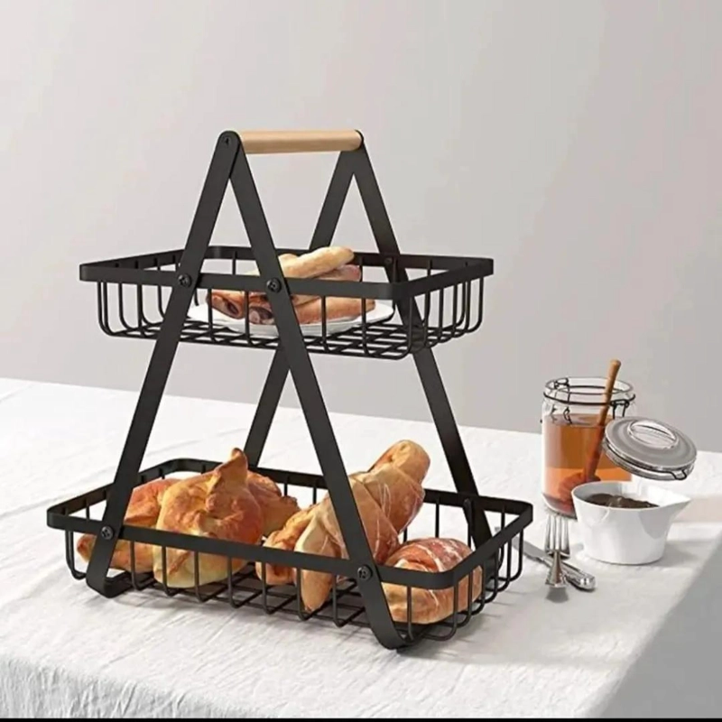 ORGANIZADOR DE MESA DE 2 NIVELES EN COLOR NEGRO PARA FRUTAS - 4