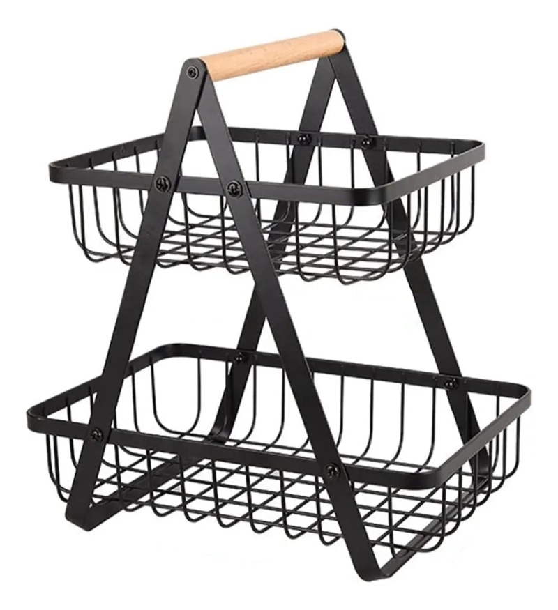 ORGANIZADOR DE MESA DE 2 NIVELES EN COLOR NEGRO PARA FRUTAS - 5