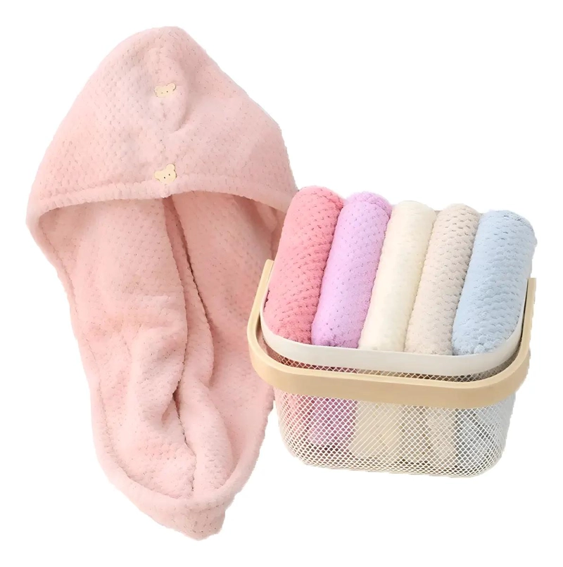 SET DE 4 GORROS TURBANTE DE MICROFIBRA PARA SECAR CABELLO - 1