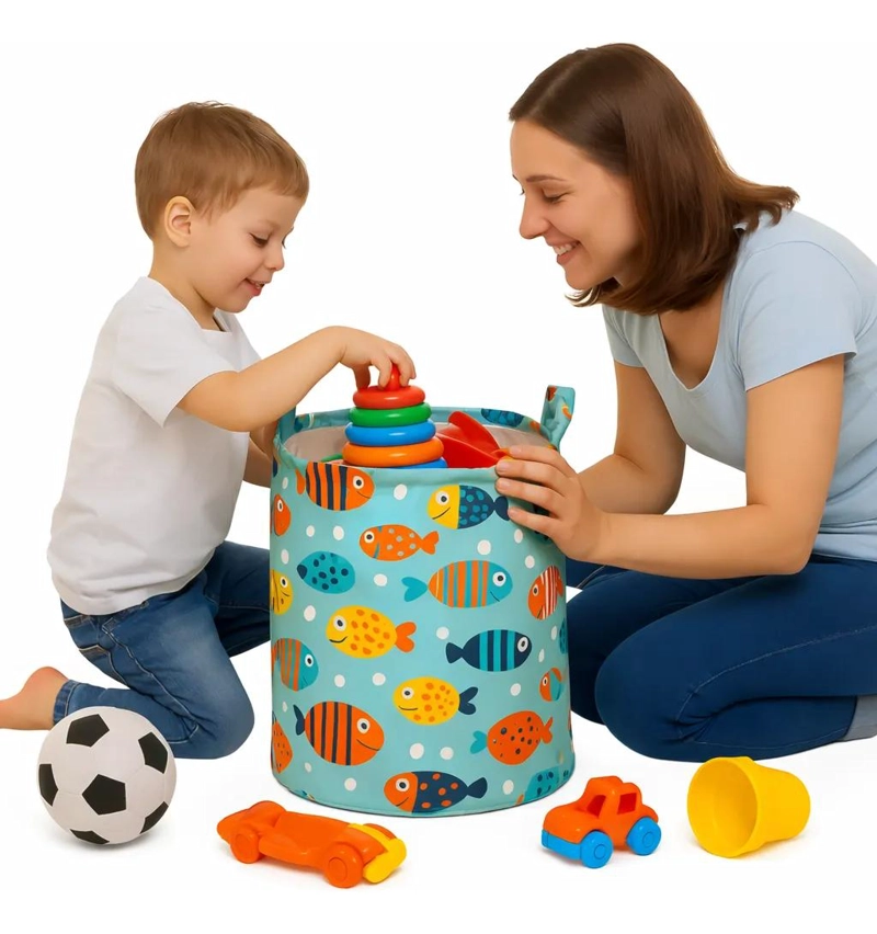 CESTO PLEGABLE ORGANIZADOR PARA JUGUETES Y ROPA SUCIA CON DISEÑO INFANTIL - 1