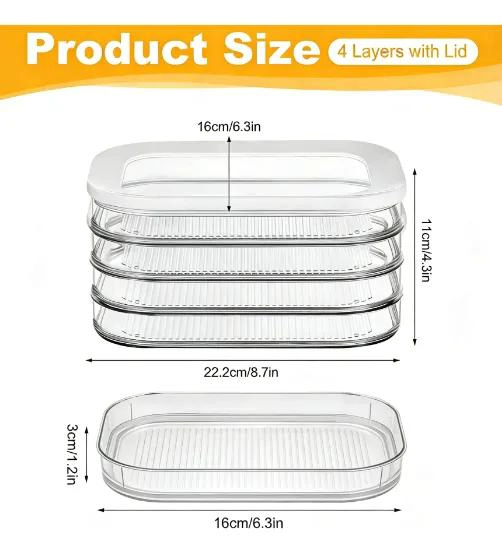 ORGANIZADOR ACRILICO PARA REFRIGERADOR CON TAPA Y CUATRO COMPARTIMENTOS - 3