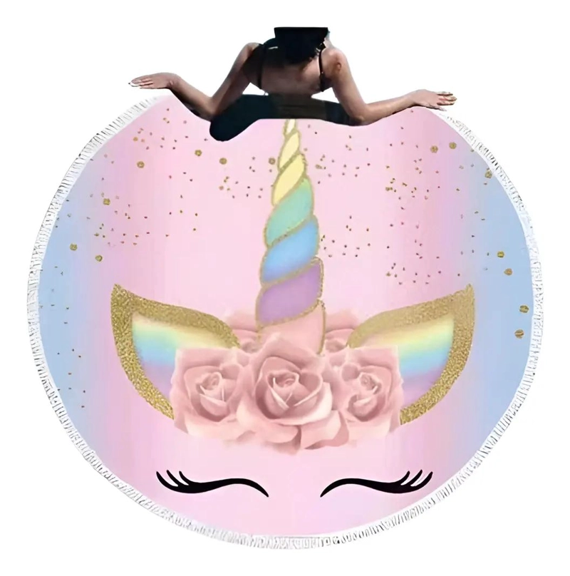 TOALLA DE PLAYA REDONDA DE 150 CM CON DISEÑO DE UNICORNIO - 1