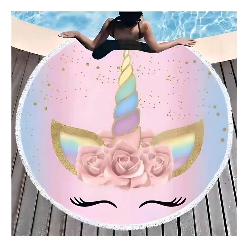 TOALLA DE PLAYA REDONDA DE 150 CM CON DISEÑO DE UNICORNIO - 2