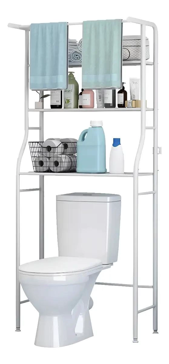 REPISA PORTATIL DE FIERRO PARA BAÑO CON ESTANTES ORGANIZADORES - 1