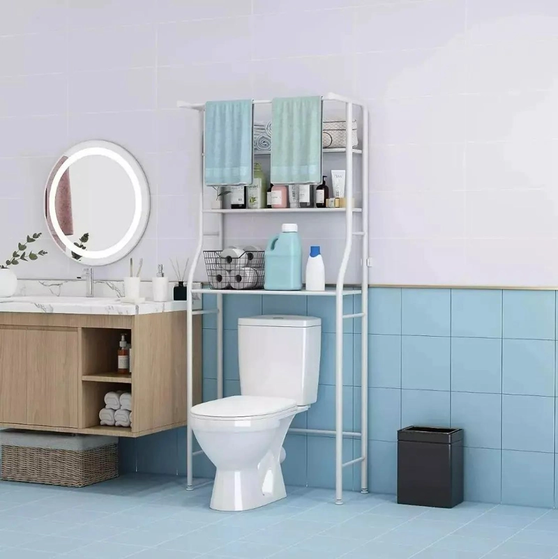 REPISA PORTATIL DE FIERRO PARA BAÑO CON ESTANTES ORGANIZADORES - 2