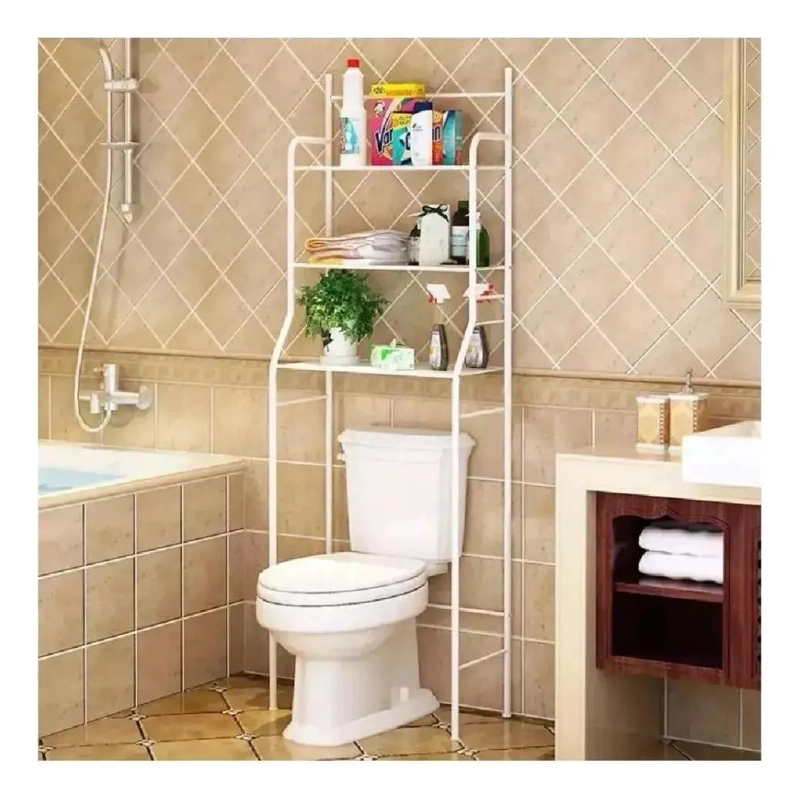 REPISA PORTATIL DE FIERRO PARA BAÑO CON ESTANTES ORGANIZADORES - 4