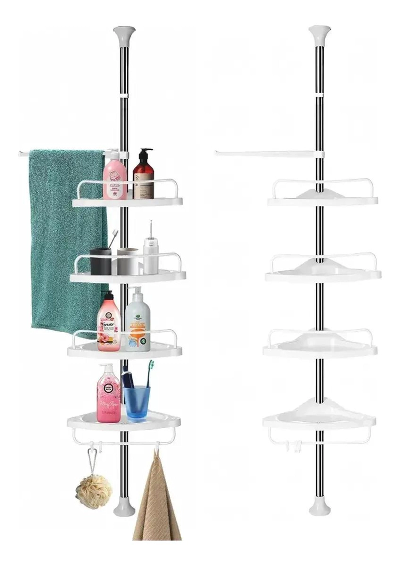 ESQUINERO METALICO MULTIUSO PARA BAÑO CON 4 REPISAS RESISTENTES - 1