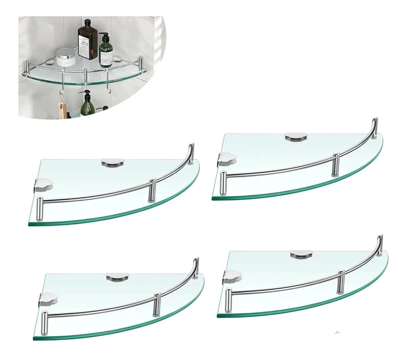SET DE 4 REPISAS ESQUINERAS DE VIDRIO PARA BAÑO Y DUCHA - 1