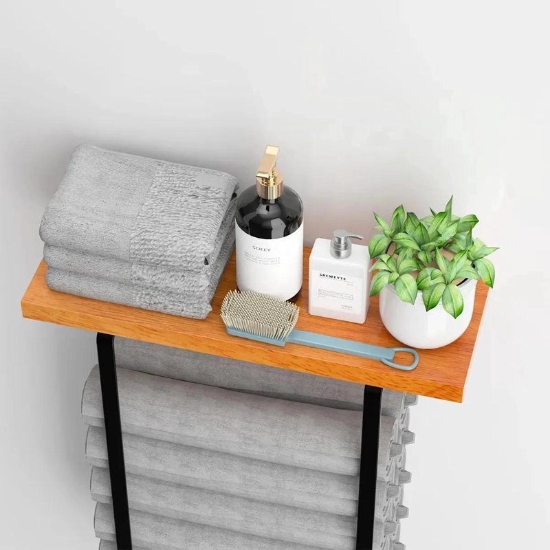 ESTANTE PARA BAÑO CON CAPACIDAD PARA TOALLAS Y TOALLITAS COLOR MARRON - 1