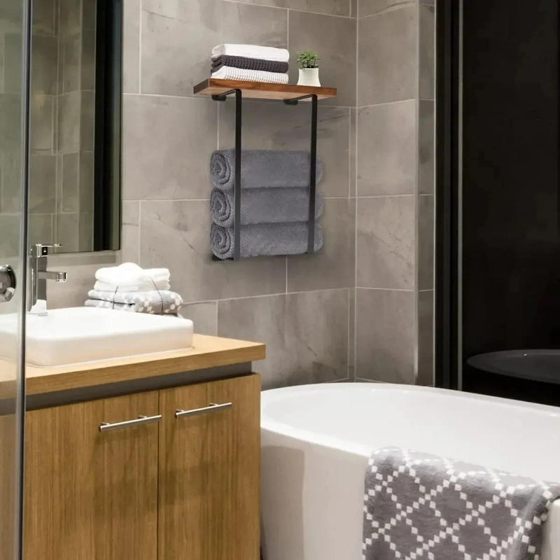 ESTANTE PARA BAÑO CON CAPACIDAD PARA TOALLAS Y TOALLITAS COLOR MARRON - 2