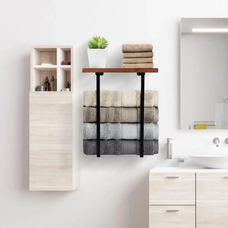 ESTANTE PARA BAÑO CON CAPACIDAD PARA TOALLAS Y TOALLITAS COLOR MARRON - 3