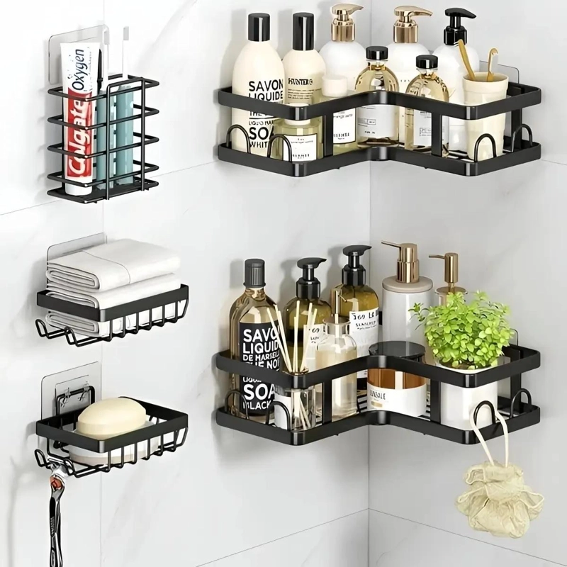 ORGANIZADOR ADHESIVO PARA DUCHA CON 5 REPISAS PARA BAÑO - 1