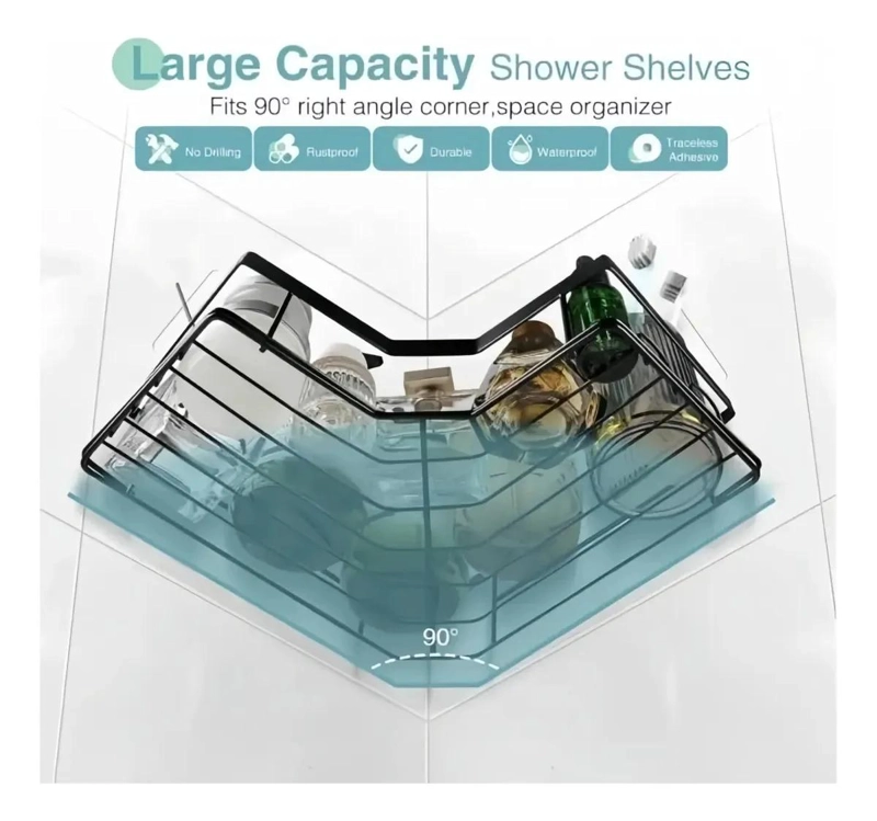 ORGANIZADOR ADHESIVO PARA DUCHA CON 5 REPISAS PARA BAÑO - 3