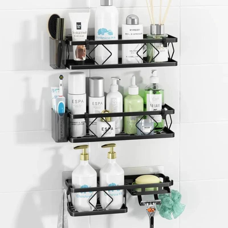 ORGANIZADOR DE DUCHA CON REPISA Y JABONERA DE ACERO INOXIDABLE - 1