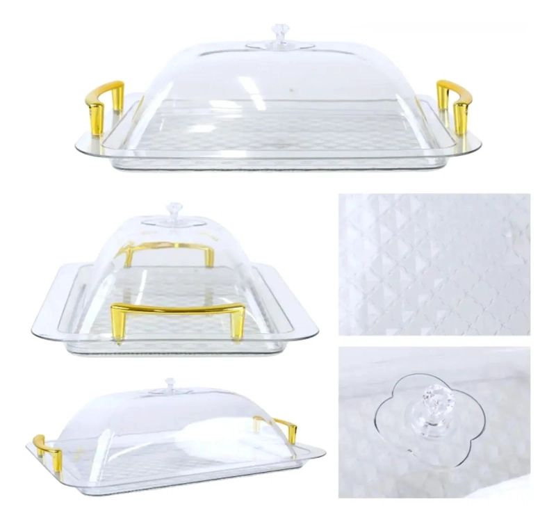 BANDEJA RECTANGULAR TRANSPARENTE CON TAPA PARA ALMACENAMIENTO - 1