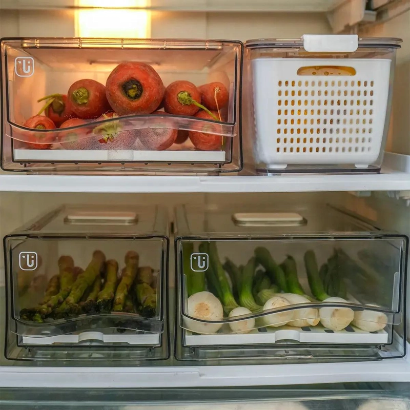 ORGANIZADOR GRANDE PARA REFRIGERADOR CON SISTEMA DE DRENAJE Y DISEÑO SENCILLO - 2
