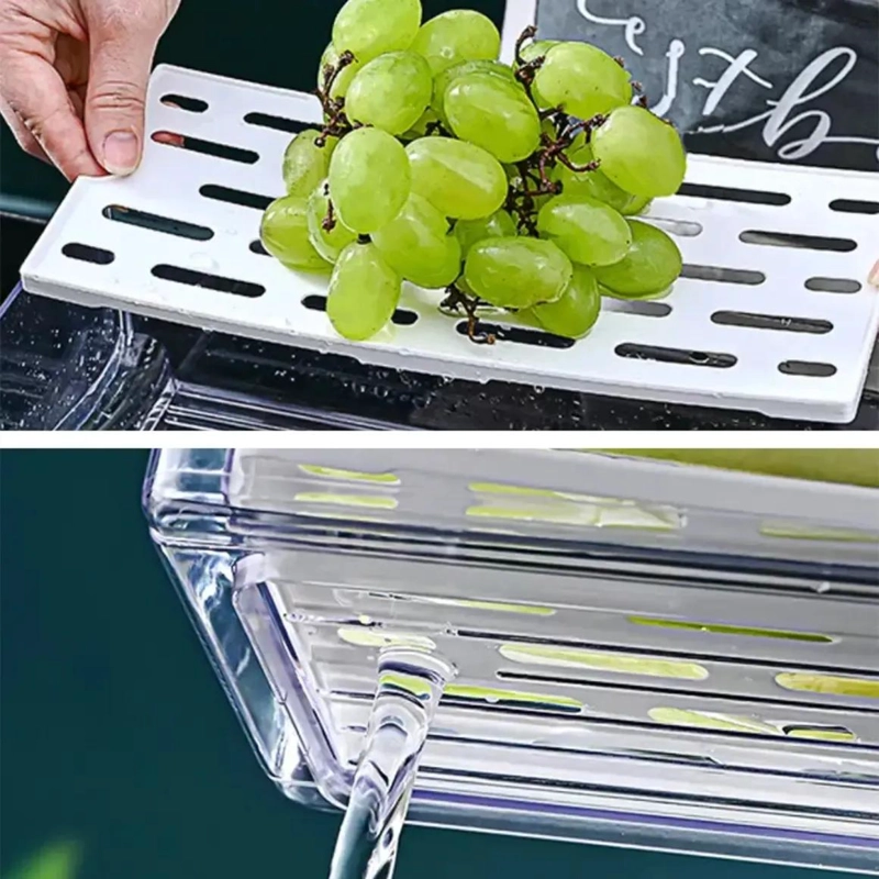 ORGANIZADOR GRANDE PARA REFRIGERADOR CON SISTEMA DE DRENAJE Y DISEÑO SENCILLO - 4