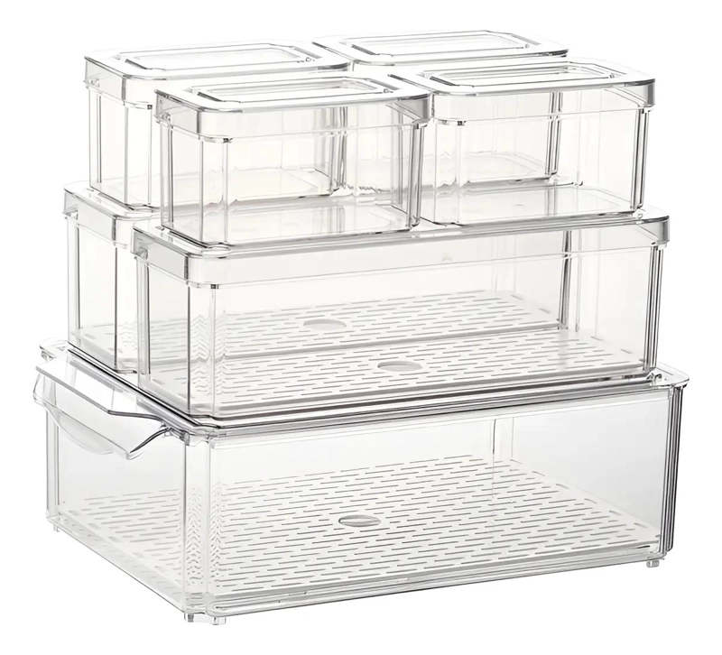 ORGANIZADOR PARA REFRIGERADOR CON 7 CONTENEDORES Y TAPAS AJUSTABLES - 1