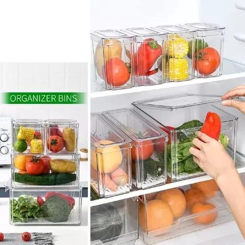 ORGANIZADOR PARA REFRIGERADOR CON 7 CONTENEDORES Y TAPAS AJUSTABLES - 2