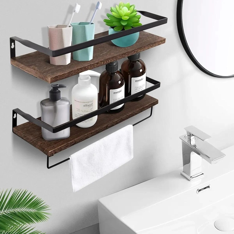 KIT DE 2 ESTANTES FLOTANTES PARA BAÑO CON MONTAJE EN PARED - 4